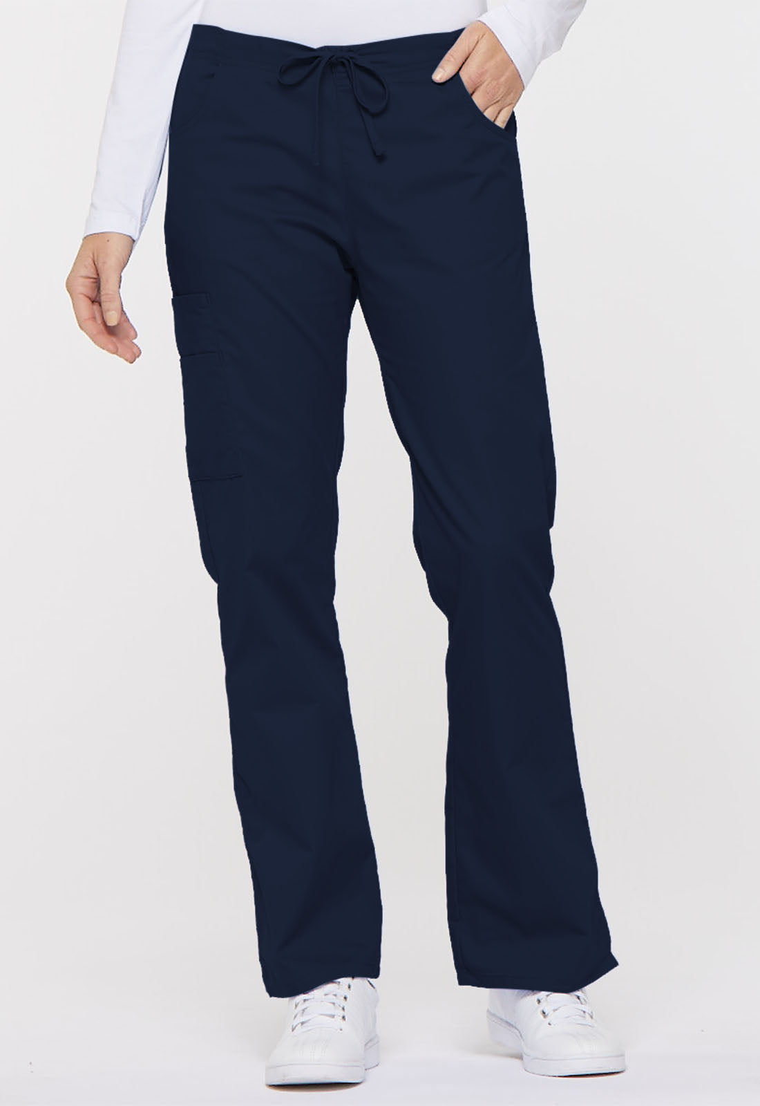 Women's Mid Rise Drawstring Cargo Pant - Navy